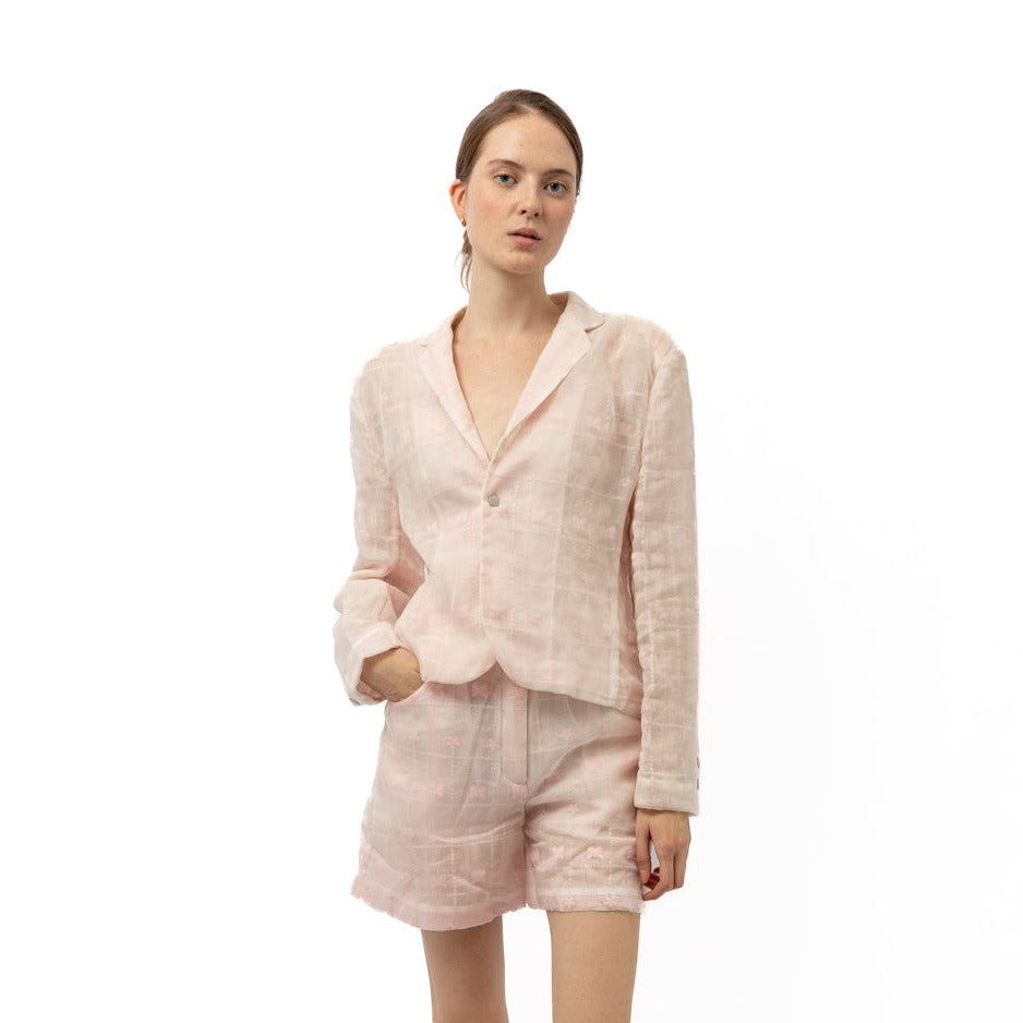Pink Silk Lace Double-layer Suit