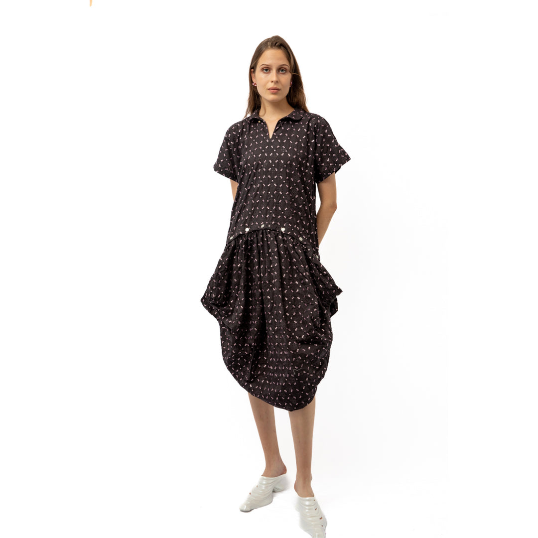 Black Sequin Detachable Baby Collar Petticoat Dress