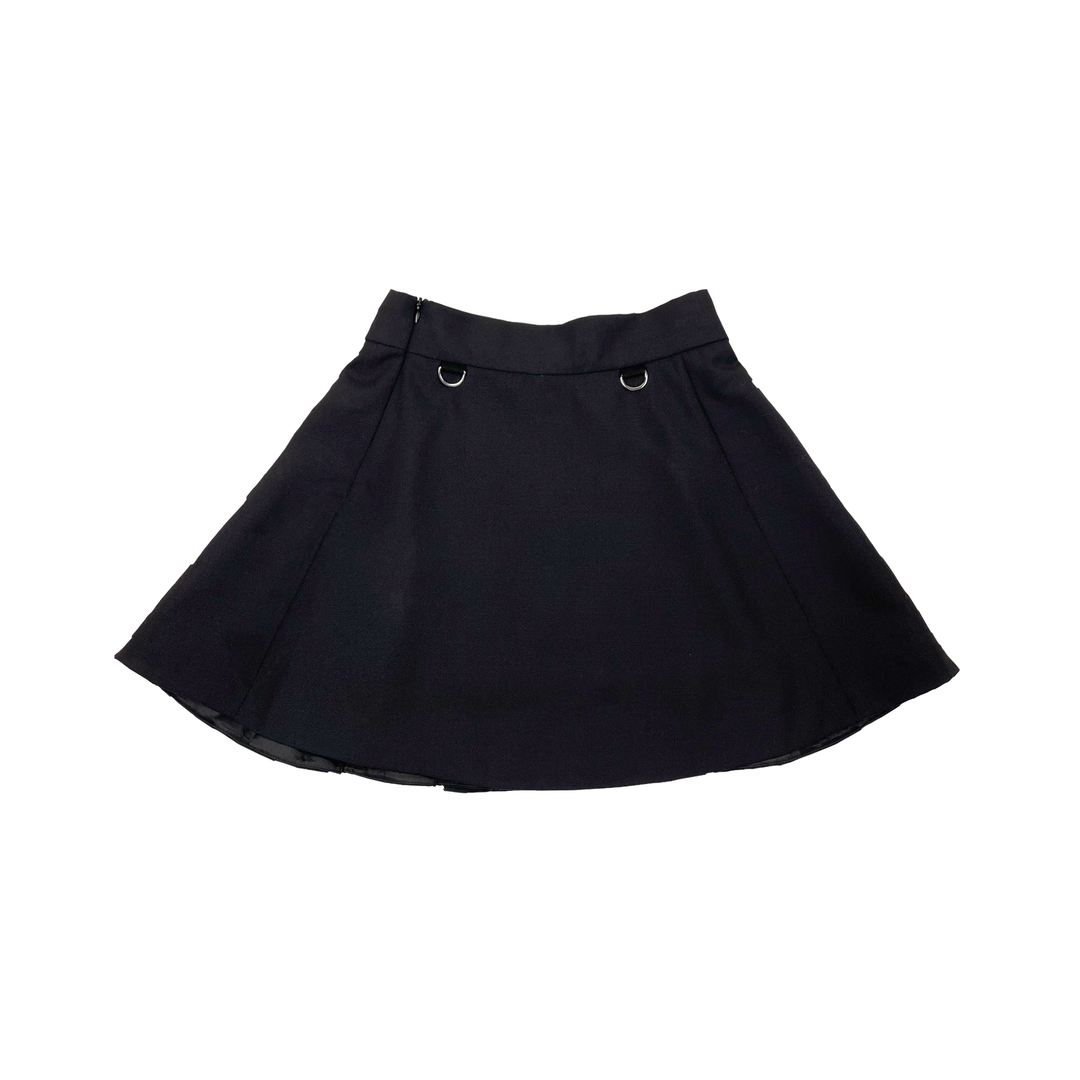 Black wool pleated skirt