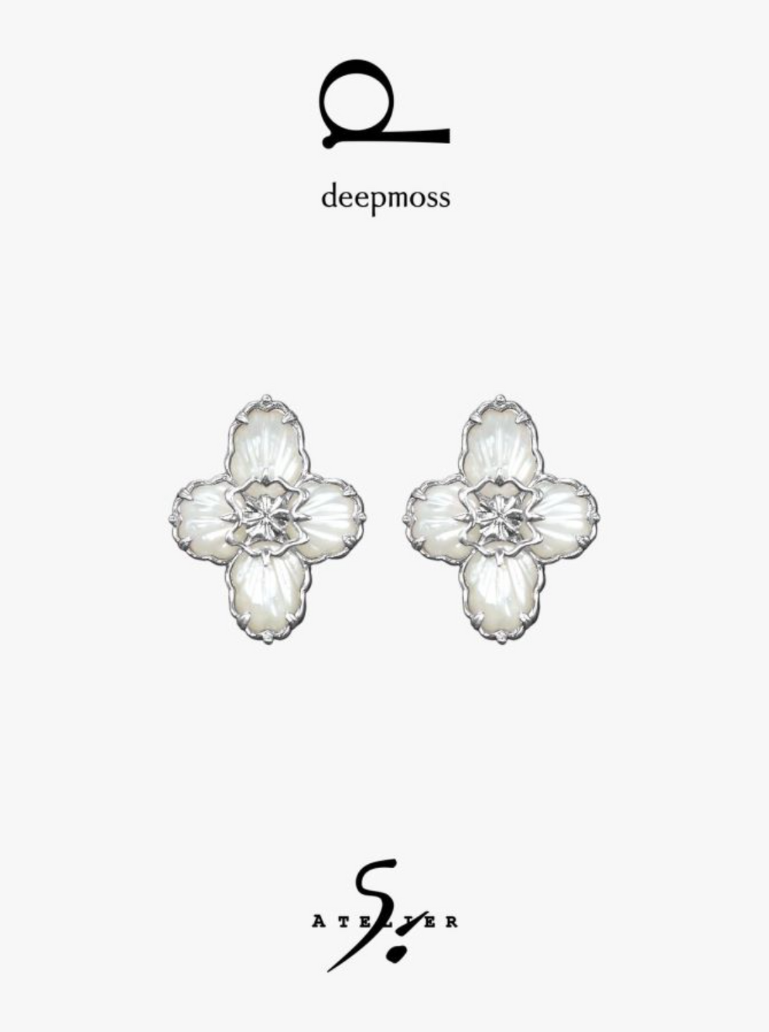 Pearl Crossflower Earrings （large）