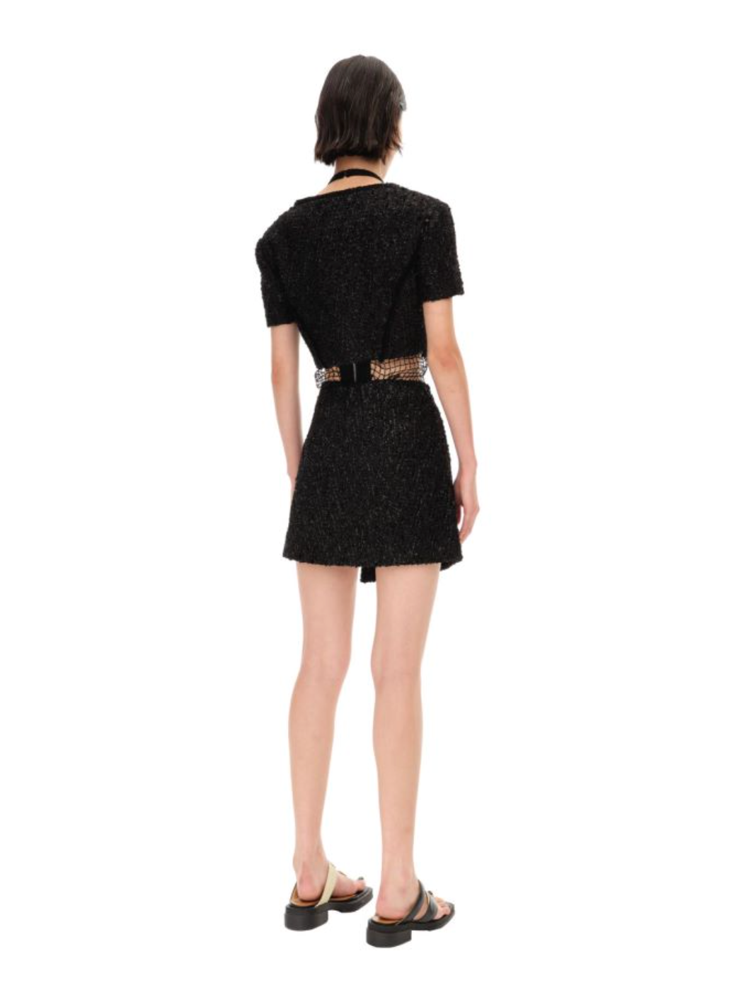 Black Tweed Skirt With Side Slit