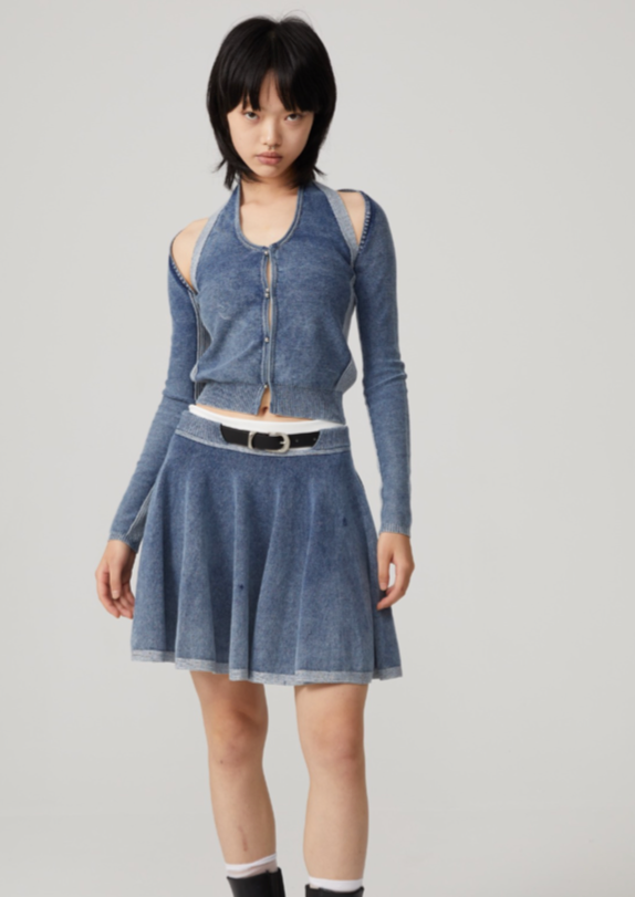 Knitted Denim Skirt