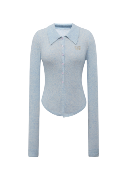 Classic Cashmere Embroidered Slim-fit Knitted Shirt