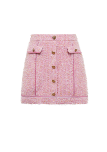 Pink Tweed Panelled Silhouette A-line Skirt